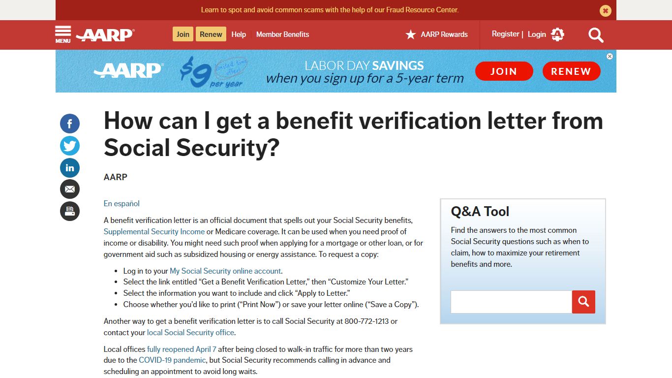 How To Get A Verification Letter From Social Security - AARP